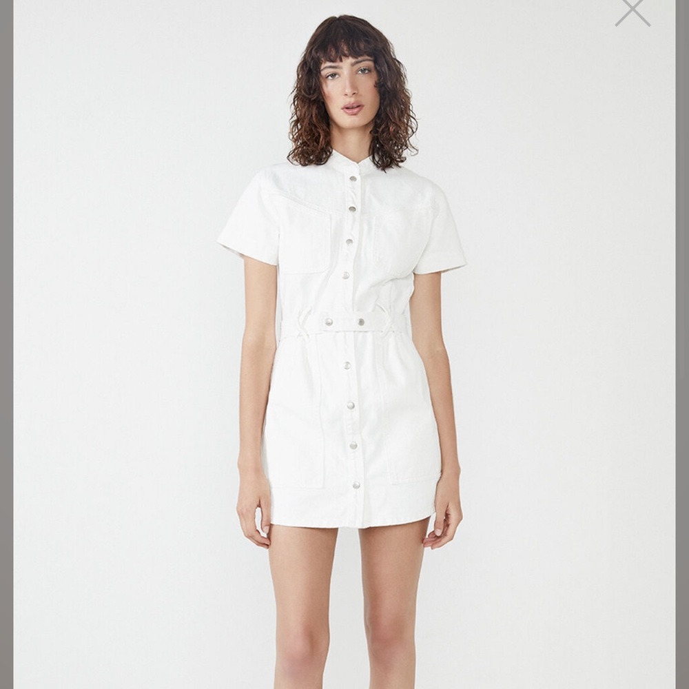 Bardot STACEY DENIM DRESS IN IVORY in size 2 / XS